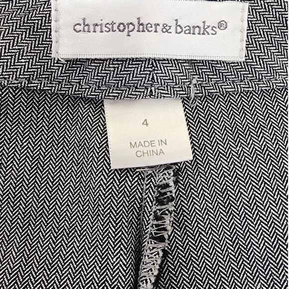 Christopher & Banks Vintage Gray and Black Herringbone Dress Pants Women's Sz 4 - Picture 4 of 9